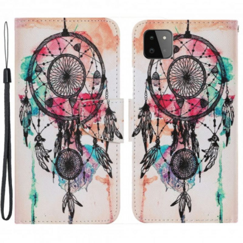 Leren Hoesje voor Samsung Galaxy A22 5G Dromenvanger Aquarel