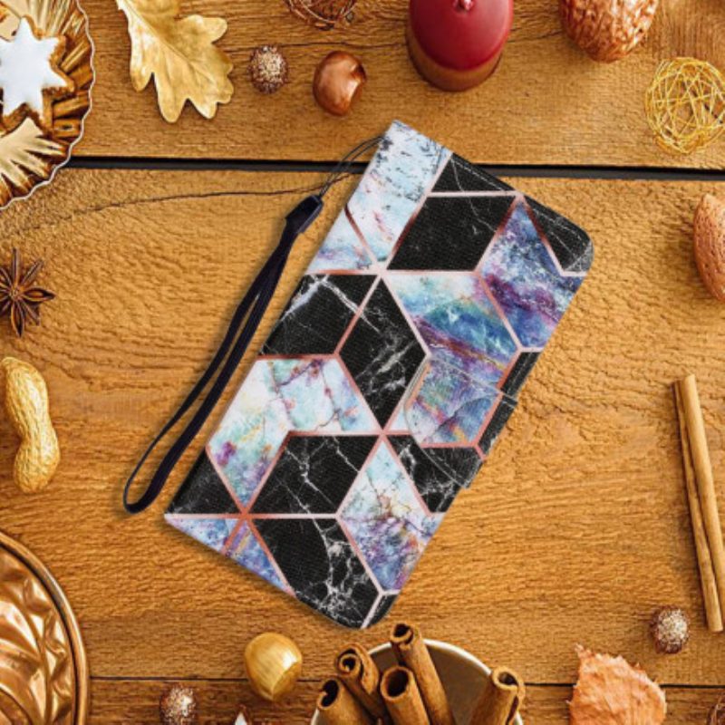 Leren Hoesje voor Samsung Galaxy A22 5G Geometrisch Marmer