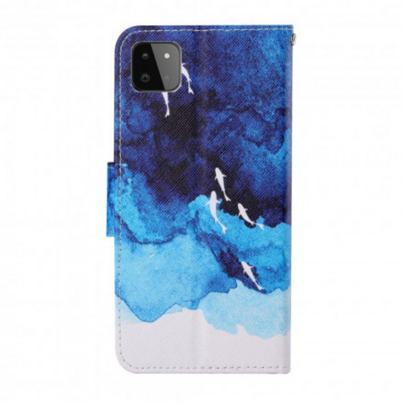 Leren Hoesje voor Samsung Galaxy A22 5G Zee Met String