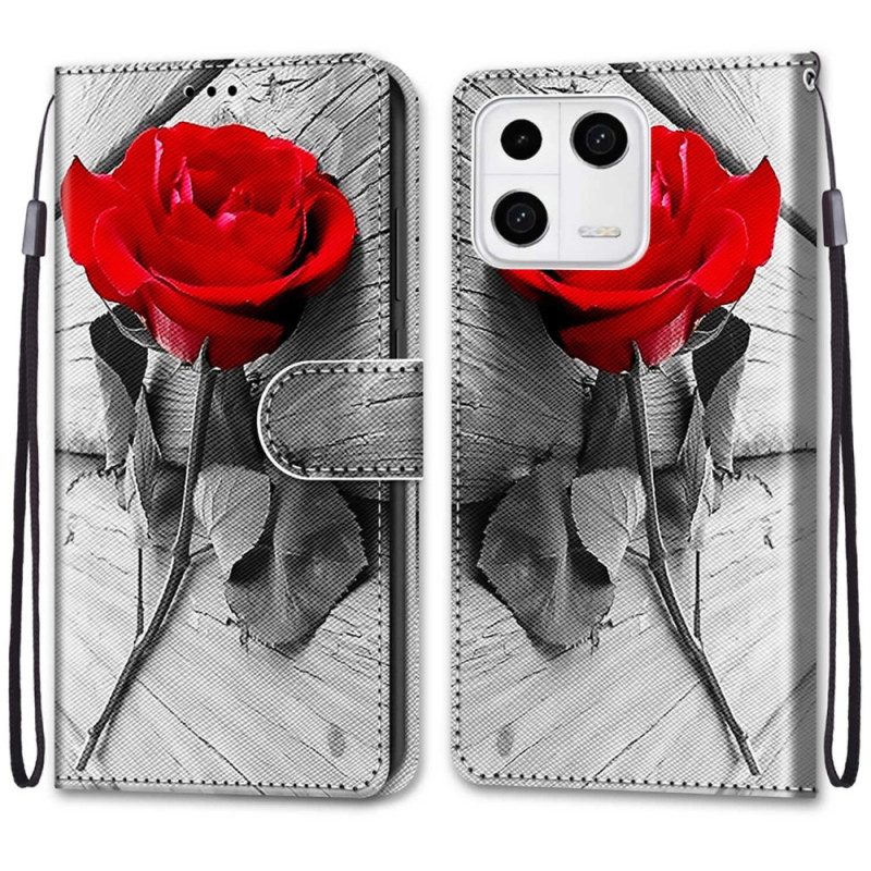 Folio-hoesje voor Xiaomi 13 Bloemen Met Riem