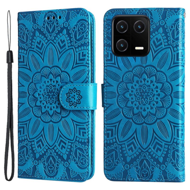 Folio-hoesje voor Xiaomi 13 Mandala Zon Met Lanyard