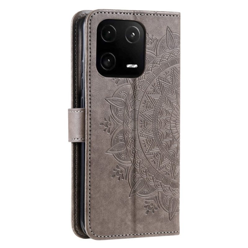 Leren Hoesje voor Xiaomi 13 Mandala Zon Met Lanyard