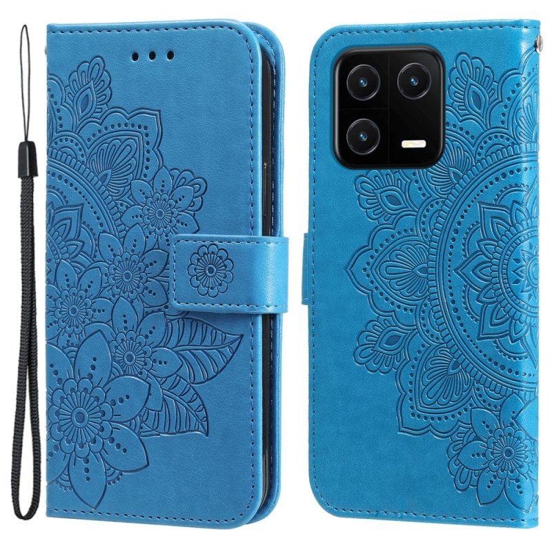 Leren Hoesje voor Xiaomi 13 Met Ketting Strakke Mandala