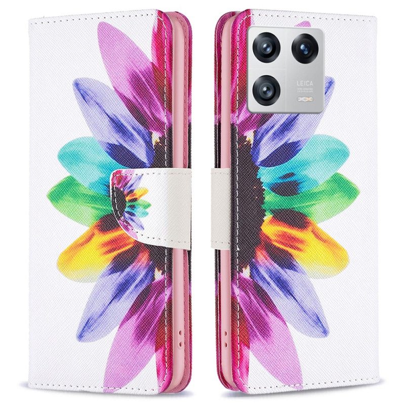 Leren Hoesje voor Xiaomi 13 Waterverf Bloem