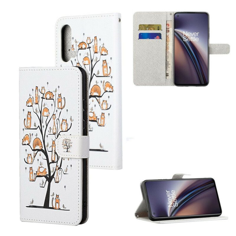 Folio-hoesje voor OnePlus Nord CE 5G Met Ketting Funky Cats Met Riem