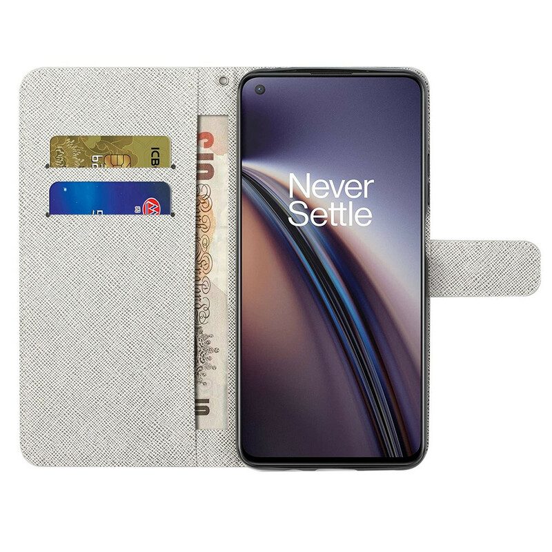 Folio-hoesje voor OnePlus Nord CE 5G Met Ketting Levering Katten Met Strings