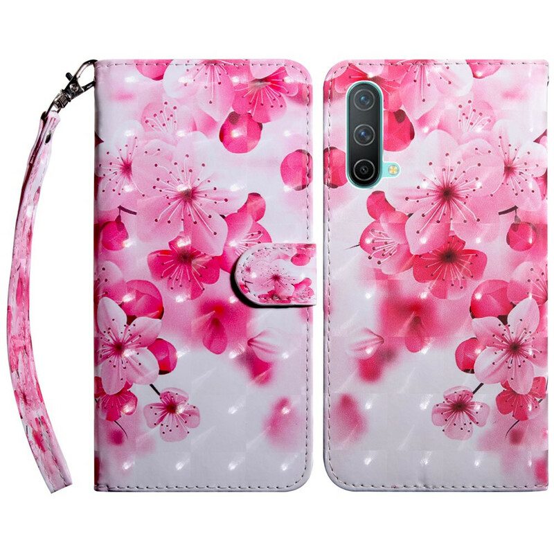 Folio-hoesje voor OnePlus Nord CE 5G Roze Bloemen