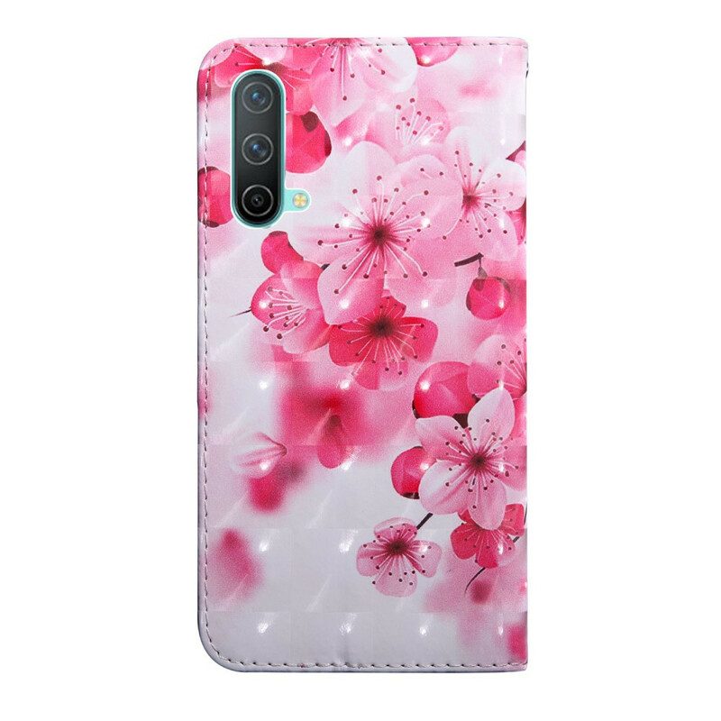 Folio-hoesje voor OnePlus Nord CE 5G Roze Bloemen