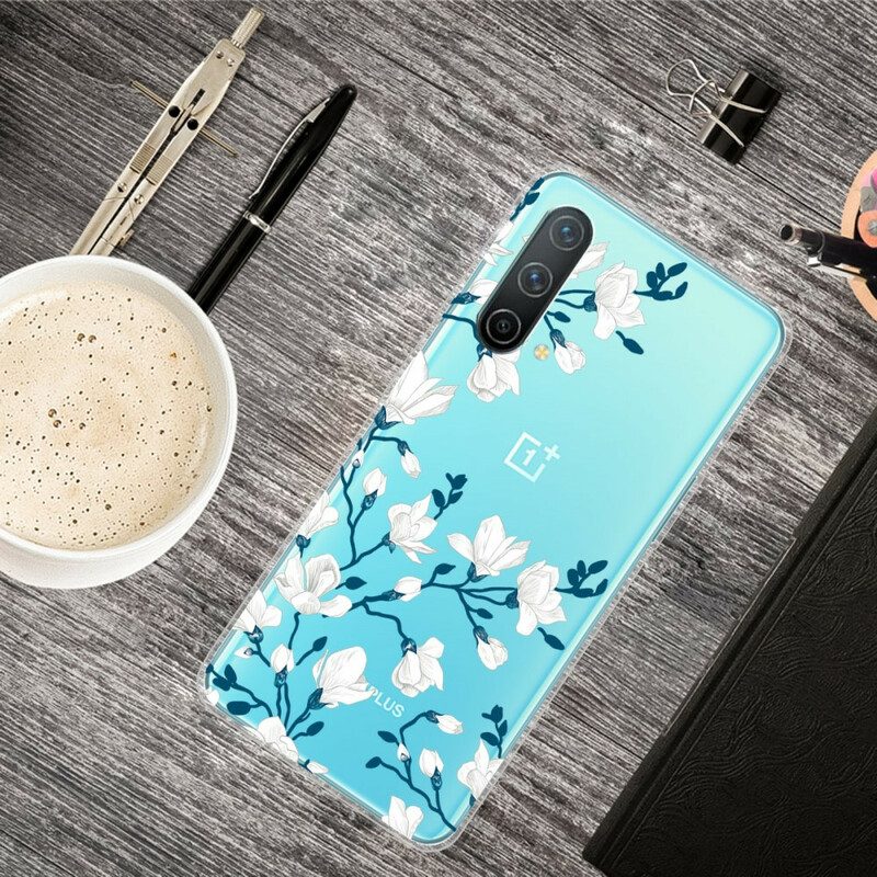 Hoesje voor OnePlus Nord CE 5G Witte Bloemen