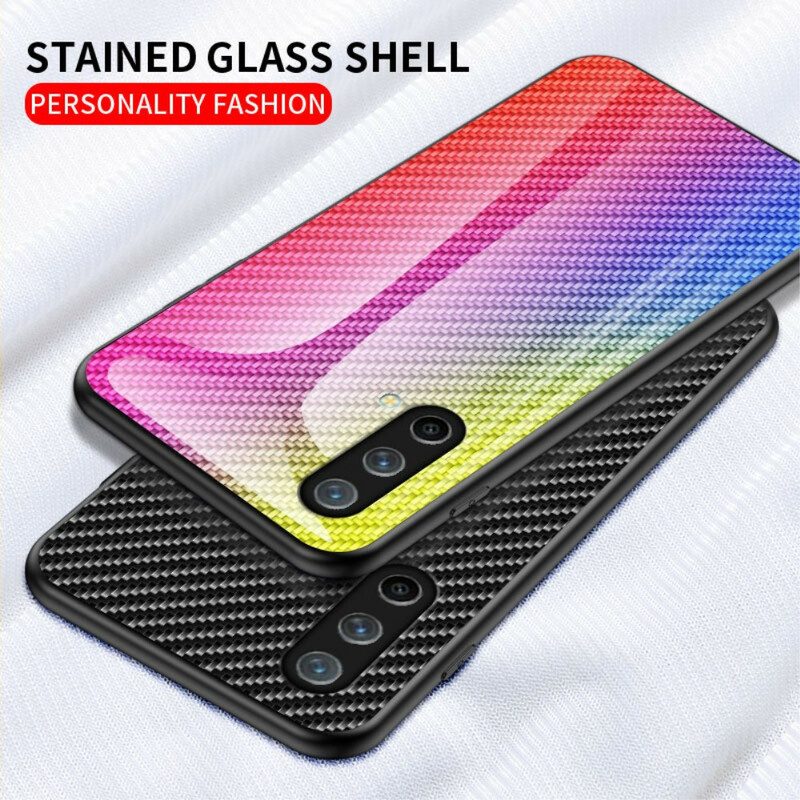 Telefoonhoesje voor OnePlus Nord CE 5G Koolstofvezel Gehard Glas