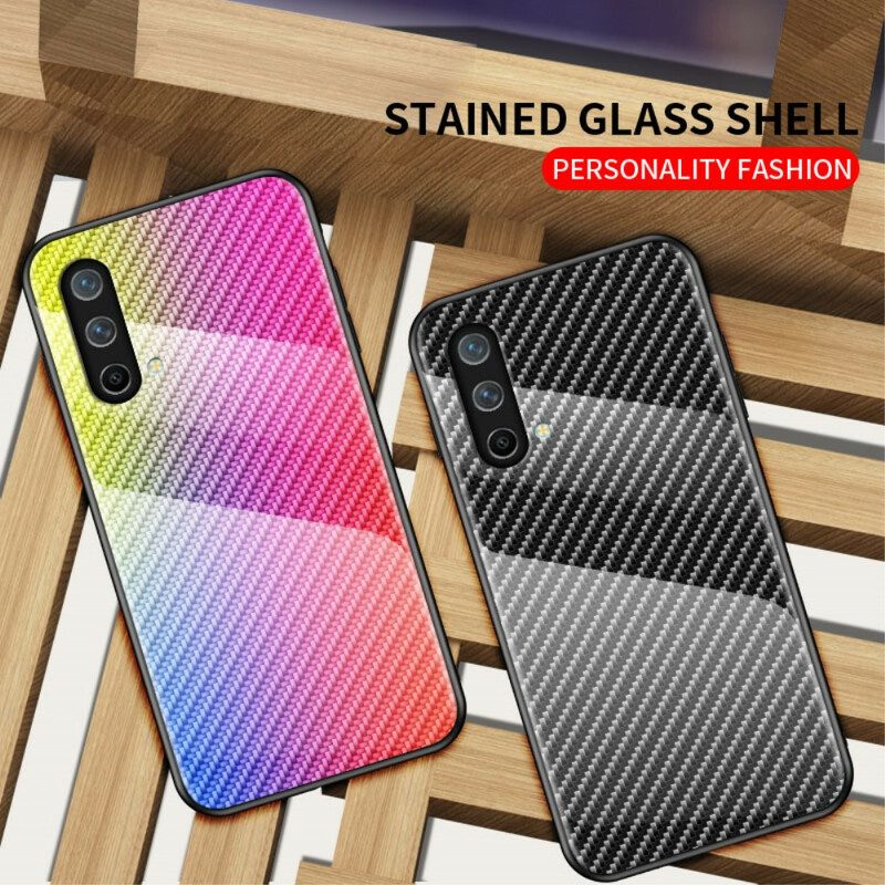 Telefoonhoesje voor OnePlus Nord CE 5G Koolstofvezel Gehard Glas