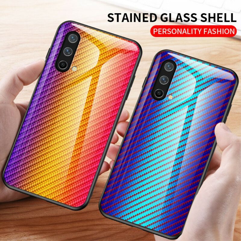 Telefoonhoesje voor OnePlus Nord CE 5G Koolstofvezel Gehard Glas