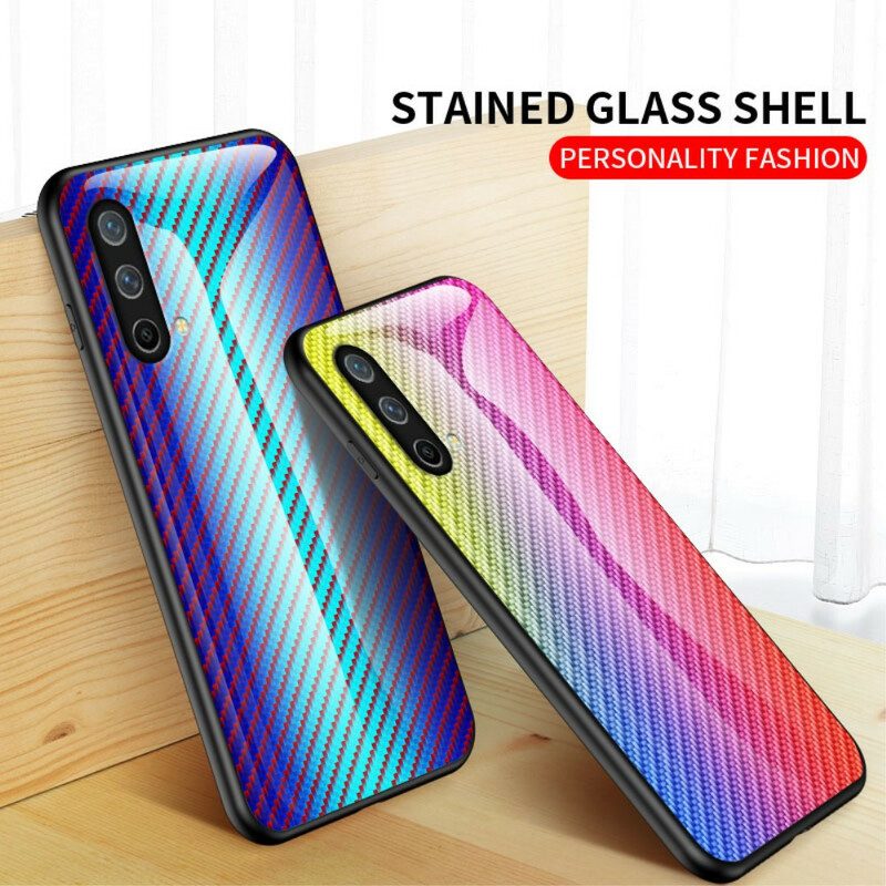 Telefoonhoesje voor OnePlus Nord CE 5G Koolstofvezel Gehard Glas