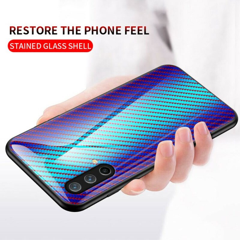 Telefoonhoesje voor OnePlus Nord CE 5G Koolstofvezel Gehard Glas