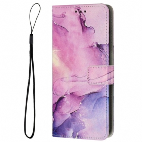 Folio-hoesje voor Samsung Galaxy A23 5G Met Ketting Marmer Strippen