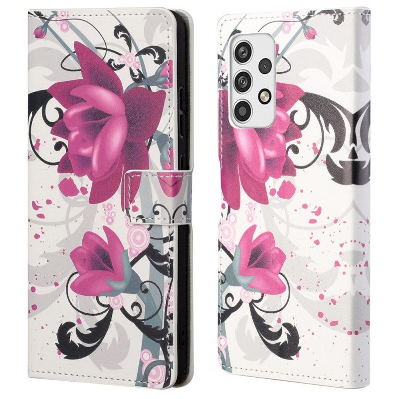 Folio-hoesje voor Samsung Galaxy A23 5G Tropische Bloemen