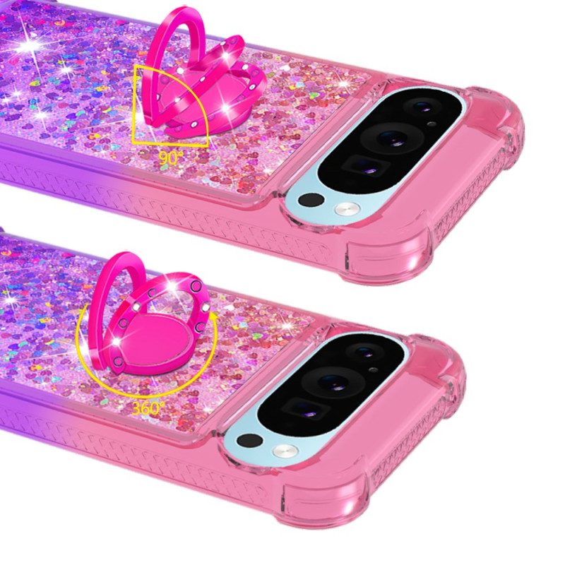 Case Hoesje Google Pixel 9 Pro Xl Telefoonhoesje Steunring Met Glittergradiënt