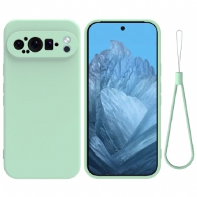 Case Hoesje Google Pixel 9 Pro Xl Telefoonhoesje Vloeibare Siliconen Band