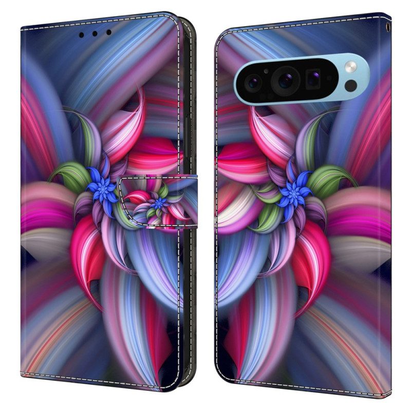 Flip Case Leren Google Pixel 9 Pro Xl Kleurrijke Bloemen