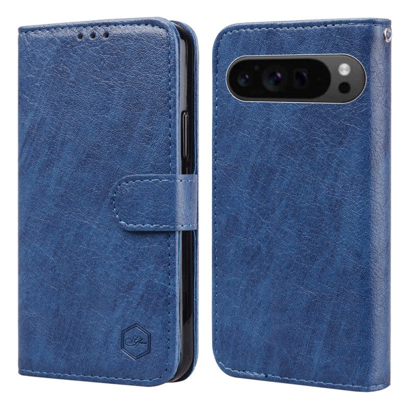 Flip Case Leren Google Pixel 9 Pro Xl Retro Leereffect