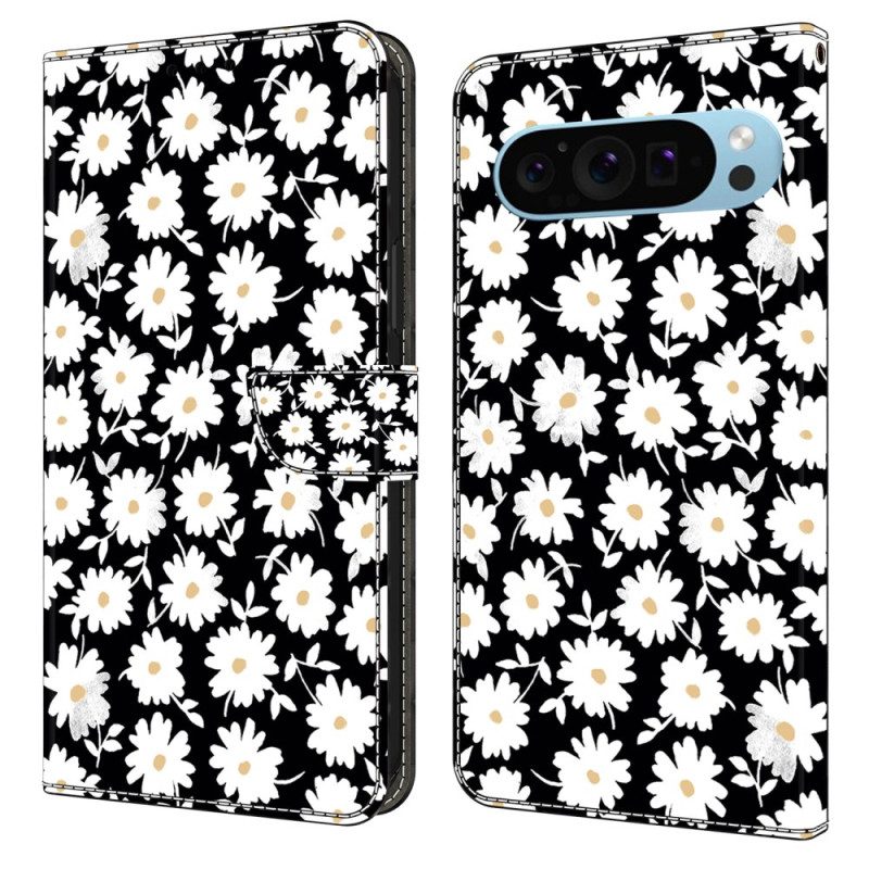 Leren Hoesje Google Pixel 9 Pro Xl Bloemen Bescherming Hoesje