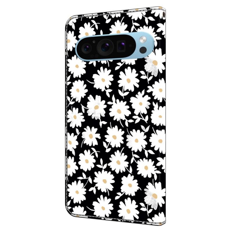 Leren Hoesje Google Pixel 9 Pro Xl Bloemen Bescherming Hoesje