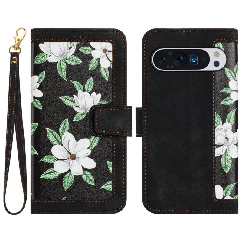 Leren Hoesje Voor Google Pixel 9 Pro Xl Premium Bloemen