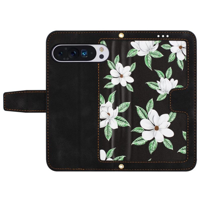 Leren Hoesje Voor Google Pixel 9 Pro Xl Premium Bloemen