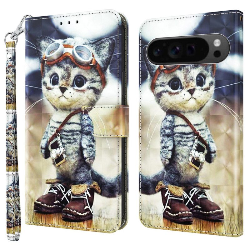 Leren Hoesje Voor Google Pixel 9 Pro Xl Vliegenier Cat