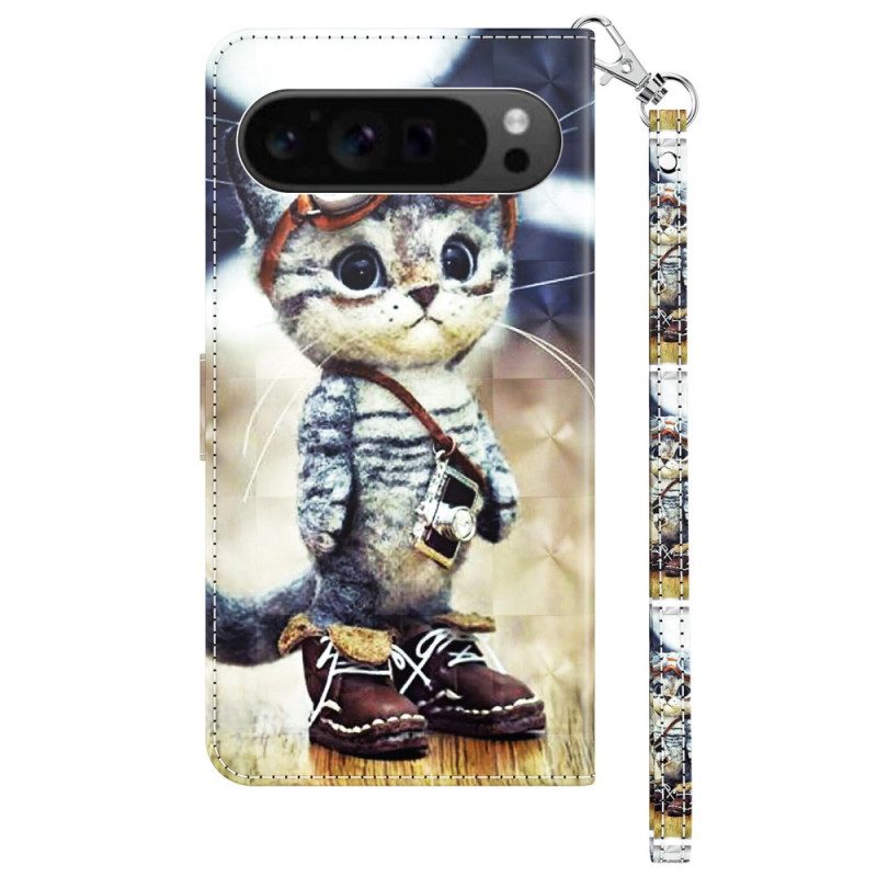 Leren Hoesje Voor Google Pixel 9 Pro Xl Vliegenier Cat