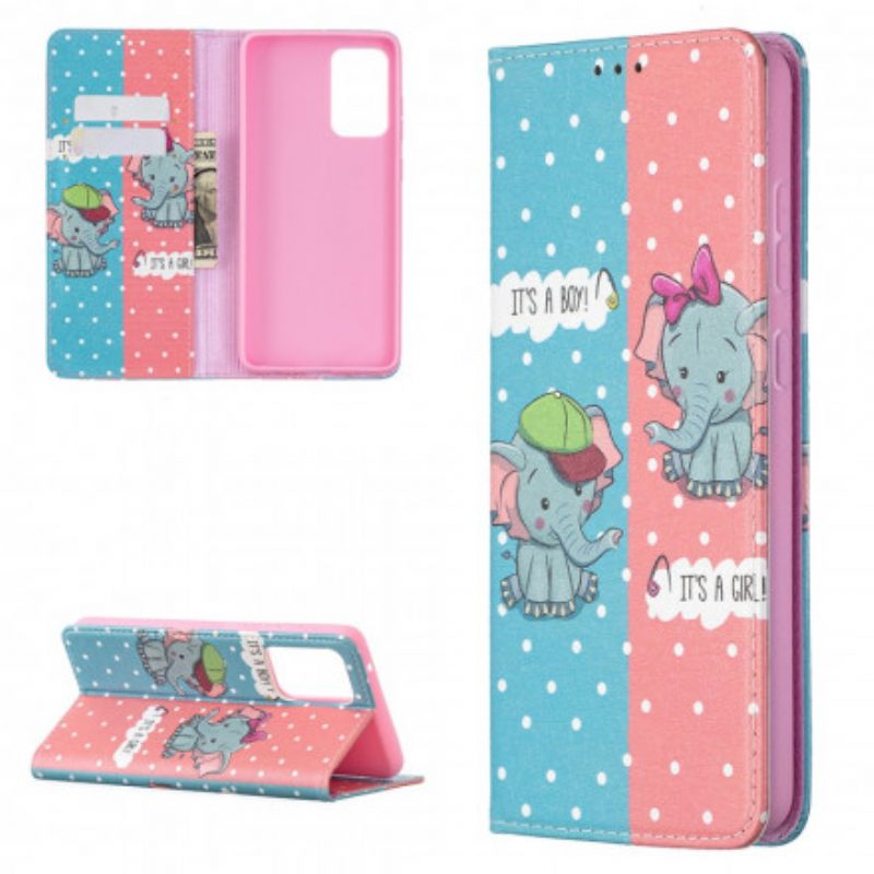 Bescherming Hoesje voor Samsung Galaxy A72 4G / A72 5G Folio-hoesje Baby Olifanten