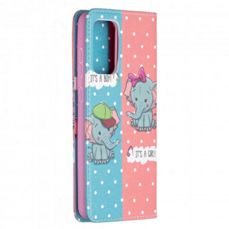 Bescherming Hoesje voor Samsung Galaxy A72 4G / A72 5G Folio-hoesje Baby Olifanten