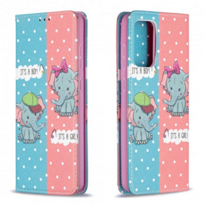 Bescherming Hoesje voor Samsung Galaxy A72 4G / A72 5G Folio-hoesje Baby Olifanten