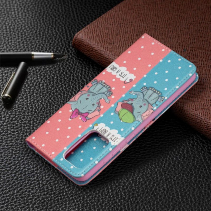 Bescherming Hoesje voor Samsung Galaxy A72 4G / A72 5G Folio-hoesje Baby Olifanten