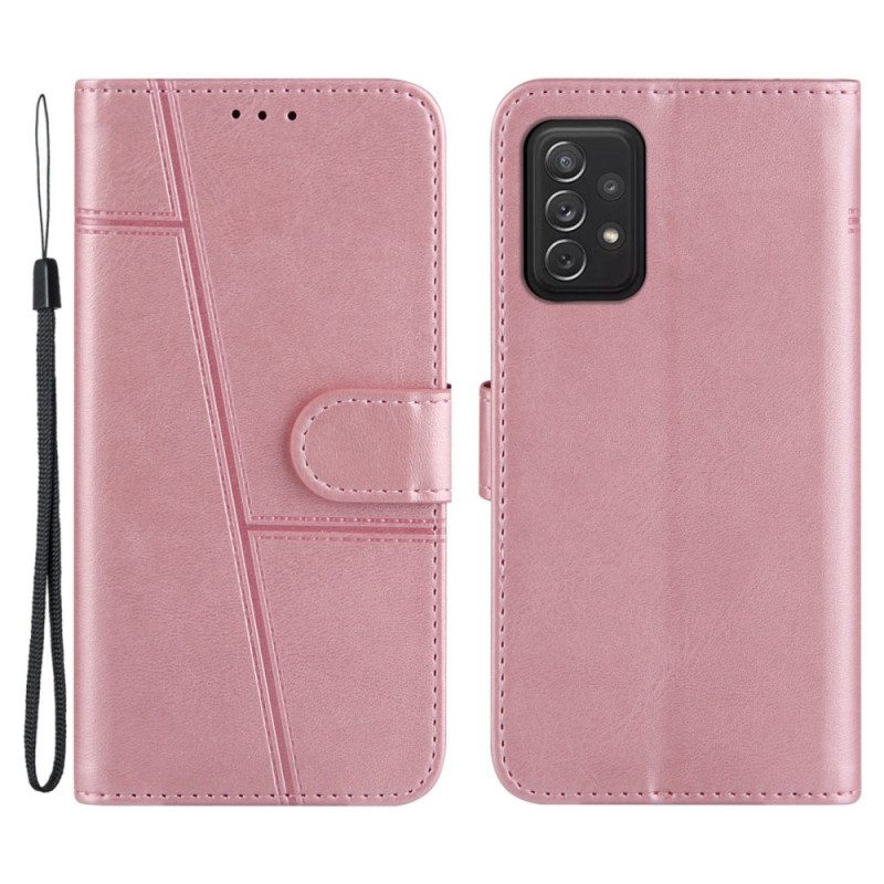 Folio-hoesje voor Samsung Galaxy A72 4G / A72 5G Met Ketting Geo-leereffect Met Bandjes