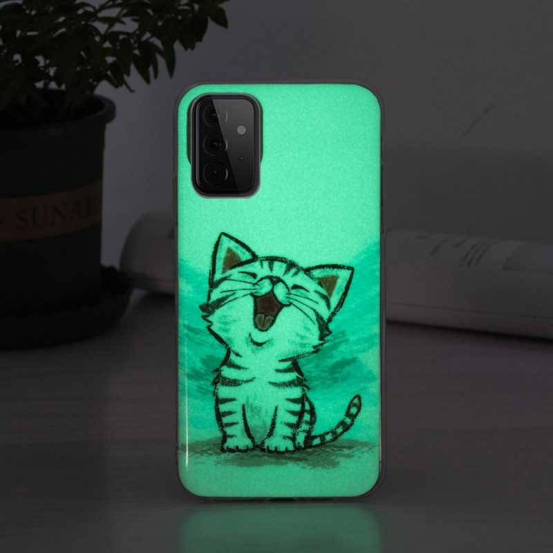 Hoesje voor Samsung Galaxy A72 4G / A72 5G Fluorescerende Kat