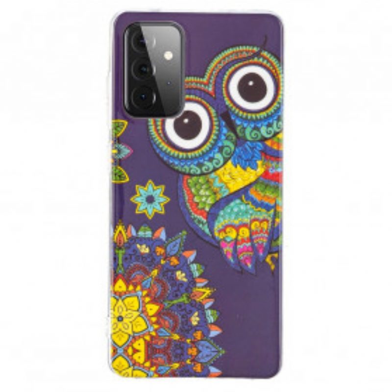 Hoesje voor Samsung Galaxy A72 4G / A72 5G Fluorescerende Uil Mandala