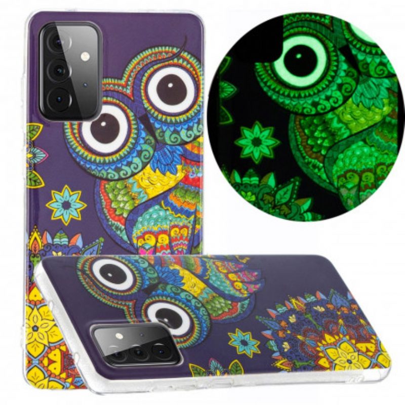 Hoesje voor Samsung Galaxy A72 4G / A72 5G Fluorescerende Uil Mandala