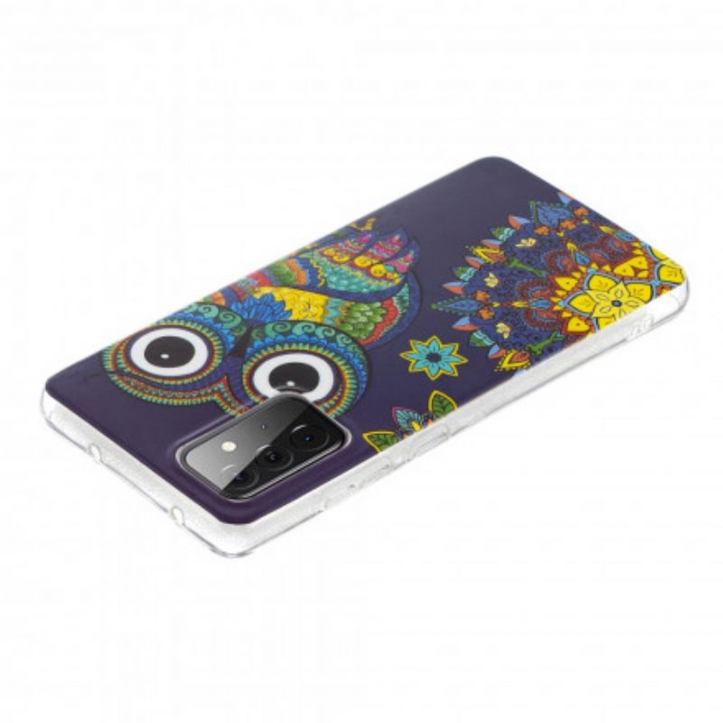 Hoesje voor Samsung Galaxy A72 4G / A72 5G Fluorescerende Uil Mandala