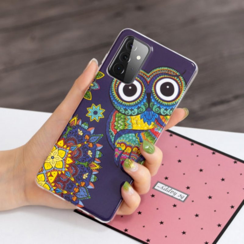 Hoesje voor Samsung Galaxy A72 4G / A72 5G Fluorescerende Uil Mandala