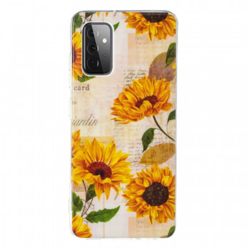 Hoesje voor Samsung Galaxy A72 4G / A72 5G Fluorescerende Zonnebloemen