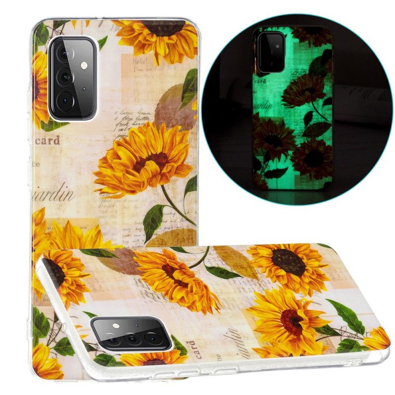 Hoesje voor Samsung Galaxy A72 4G / A72 5G Fluorescerende Zonnebloemen