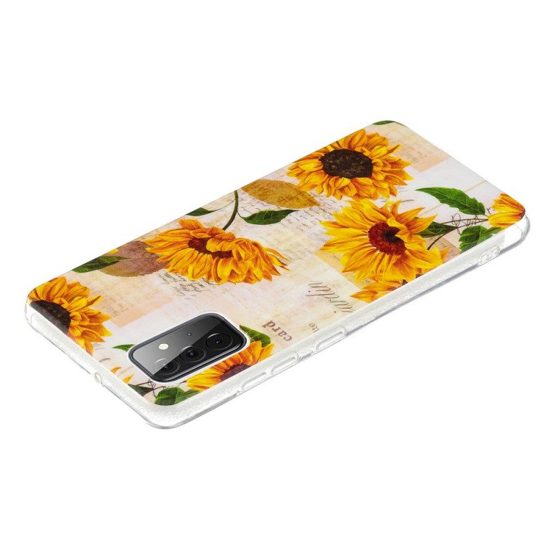 Hoesje voor Samsung Galaxy A72 4G / A72 5G Fluorescerende Zonnebloemen