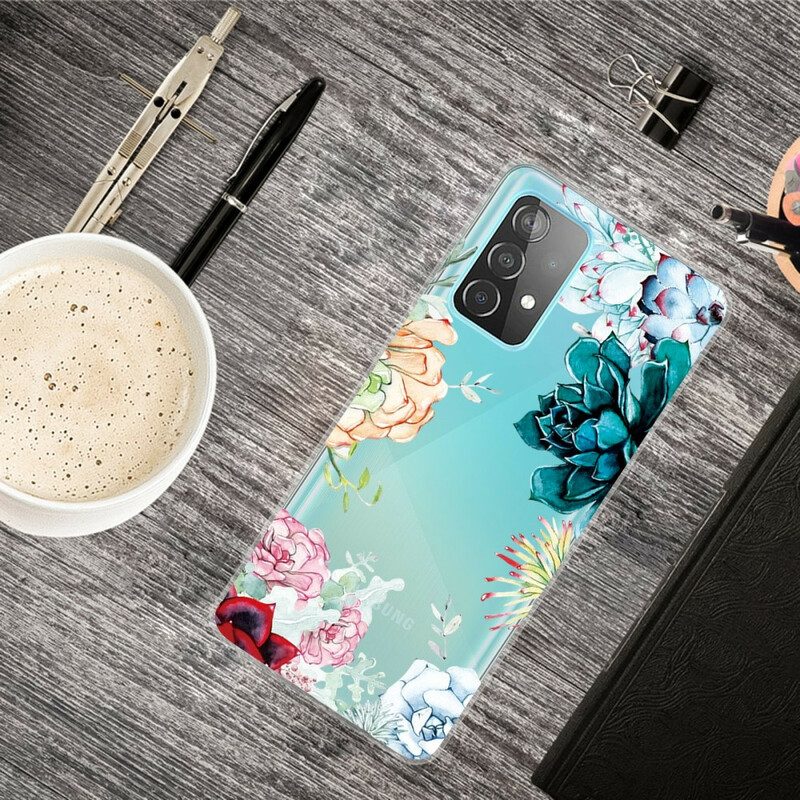 Hoesje voor Samsung Galaxy A72 4G / A72 5G Naadloze Aquarel Bloemen