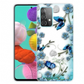 Hoesje voor Samsung Galaxy A72 4G / A72 5G Retro Vlinders En Bloemen