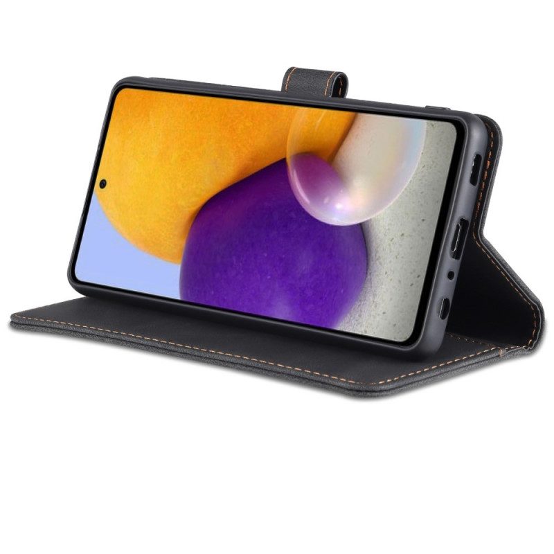 Leren Hoesje voor Samsung Galaxy A72 4G / A72 5G Azns Ledereffect