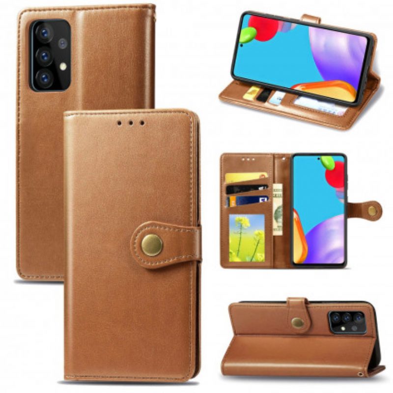 Leren Hoesje voor Samsung Galaxy A72 4G / A72 5G Kunstleer En Vintage Sluiting