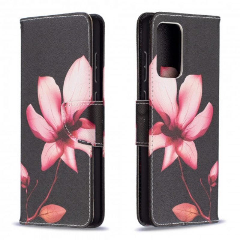 Leren Hoesje voor Samsung Galaxy A72 4G / A72 5G Roze Bloem