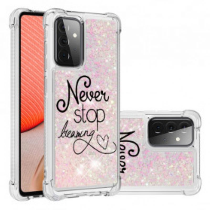 Telefoonhoesje voor Samsung Galaxy A72 4G / A72 5G Stop Nooit Met Dromen Glitter