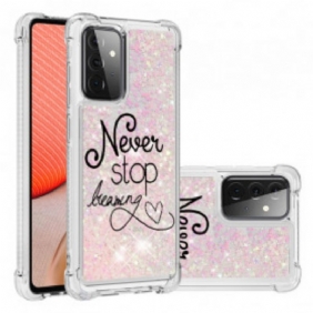 Telefoonhoesje voor Samsung Galaxy A72 4G / A72 5G Stop Nooit Met Dromen Glitter